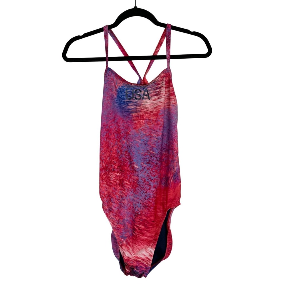 Nike Womens 38 Swimsuit Red USA Olympic Team Hydrastrong One Piece NESSE034